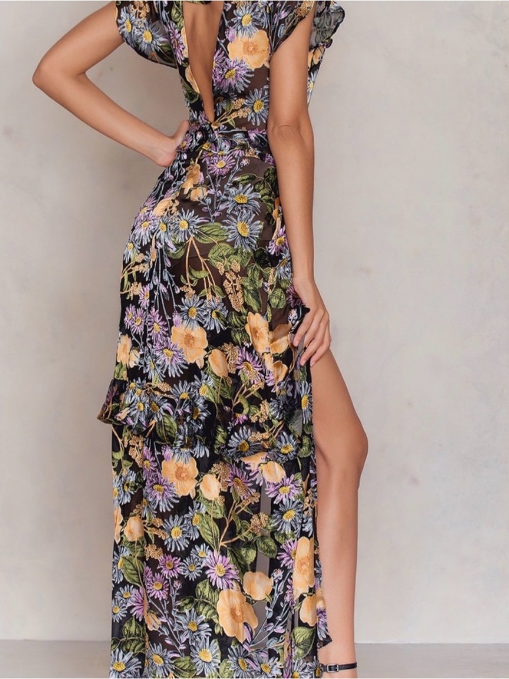 For Love & Lemons Floral Cutout Maxi Dress XS - Picture 4 of 12